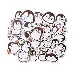 Honeyhandy Cartoon Penguin Paper Stickers Set, Waterproof Adhesive Label Stickers, for Water Bottles, Laptop, Luggage, Cup, Computer, Mobile Phone, Skateboard, Guitar Stickers Decor, White, 3~6.3x3.4~5.5x0.02cm, 50pc/bag