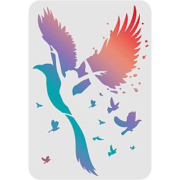 FINGERINSPIRE Birds Stencils Template 8.3x11.7inch Plastic Dancing Girl Drawing Painting Stencils Rectangle Flying Birds Reusable Stencils for Painting on Wood, Floor, Wall and Tile