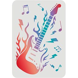 FINGERINSPIRE Guitar Stencil 11.7x8.3inch Guitar Pattern Painting Stencil Reusable Guitar Drawing Template Music Drawing Stencil for Painting on Wood, Tile, Paper, Fabric, Floor and Wall