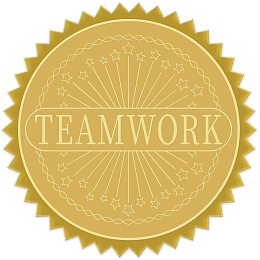 CRASPIRE Gold Foil Certificate Seals Teamwork 2" Round Self Adhesive Embossed Stickers 100pcs for Invitations Certification Graduation Notary Seals Corporate Seals Monogram Emboss