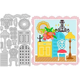 GLOBLELAND 1Sheet Metal Classic Furniture Cut Dies Flower Light Embossing Template Cabinet Die Cuts for Card Scrapbooking and Die Sets for Card DIY Craft