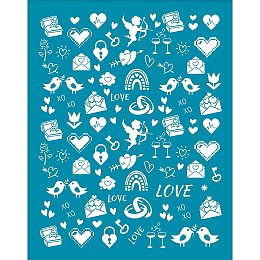 OLYCRAFT 4x5 Inch Clay Stencils Valentine's Day Non-Adhesive Silk Screen Printing Stencil Heart Reusable Clay Mesh Stencils Transfer Love Bird Washable Stencil for Polymer Clay Jewelry Earring Making