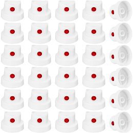 BENECREAT 30Pcs Dot Fat Spray Paint Caps Plastic Spray Nozzles White Spray Paint Replacement Caps for Graffiti Street Art, Aerosol Bottle, 23x16mm