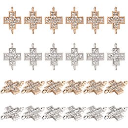 CHGCRAFT 48Pcs 2 Colors Cross Charms with Crystal Rhinestone Religion Cross Connector Pendants for DIY Necklace Bracelet Earring Making, Platinum & Golden