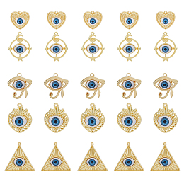 DICOSMETIC 30Pcs 5 Styles Evil Eye Charms Blue Evil Eye Bead Charms Golden Blue Evil Eye Bead Charms Golden Egyptian Eye Charms Light Gold Enamel Pendants for DIY Jewelry Crafts. Hole: 1.5~2.5mm