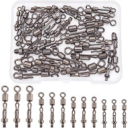 SUPERFINDINGS 40Pcs 4 Sizes Fishing Speed Clips Bearing Swivels with Coastlock Snap Gunmetal Fishing Snap Swivels Brass Fishing Quick Change Clip for Saltwater Swivels Fishing, Hole: 1.2-3.5mm