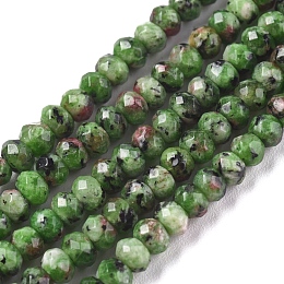 Honeyhandy Dyed Natural Malaysia Jade Rondelle Beads Strands, Faceted, Lime Green, 4x2~3mm, Hole: 1mm, about 115pcs/strand, 14 inch