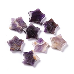 Honeyhandy Natural Amethyst Beads, No Hole/Undrilled, for Wire Wrapped Pendant Making, Star, 26x28x5.5mm