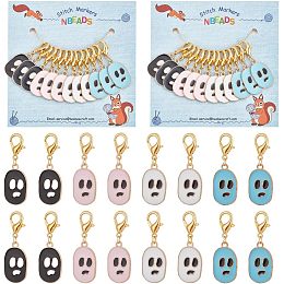 NBEADS 24 Pcs Skull Stitch Markers, Enamel Alloy Crochet Stitch Marker Charms Lobster Claw Clasps Locking Stitch Marker for Knitting Weaving Sewing Accessories Handmade Jewelry