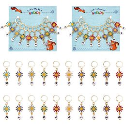 NBEADS 20 Pcs Daisy Stitch Markers, Number Beads Alloy Crochet Stitch Marker Charms Removable 304 Stainless Steel Clasps Locking Stitch Marker for Knitting Weaving Sewing Jewelry Making