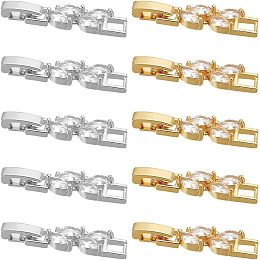 DICOSMETIC 10Pcs 2 Colors Extender Clasp Brass Cubic Zirconia Fold Over Extension Clasp Golden and Platinum Watch Band Extension Clasp for DIY Jewelry Making Repair, Hole: 3x3.7mm