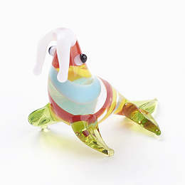 Honeyhandy Home Decorations, Handmade Lampwork Display Decorations, Walrus, Colorful, 30x16x21mm