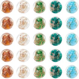 OLYCRAFT 50pcs Gold Sand Lampwork Beads 12mm Handmade Lampwork Beads Millefiori Round Loose Bead with 2mm Hole for DIY Crafts Bracelet Necklace Jewelry Making - 5 Colors