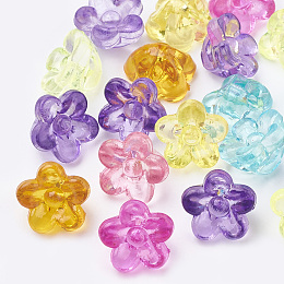 Honeyhandy Transparent Acrylic Beads, Flower, Mixed Color, 10x10.5x7mm, Hole: 1.5mm, about 1930pcs/500g