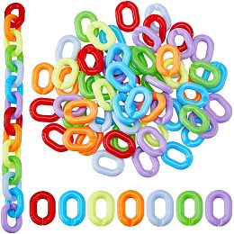 SUPERFINDINGS 280pcs 7 Colors Acrylic Linking Rings Chain Open Quick Oval Connectors Small Plastic Linking Ring for Necklace Bracelet Phone Decoration DIY Jewelry Making