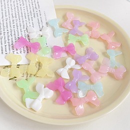 Honeyhandy Acrylic Bead, Imitation Jelly, Bowknot, Mixed Color, 23.7x32.7x7.3mm, Hole: 3.8mm, about 240pcs/500g