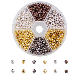 PandaHall Elite 1 Box 1200 PCS 6 Color Oval Faceted Antique Tibetan Alloy Spacer Beads Jewelry Findings Accessories for Bracelet Necklace Jewelry Making