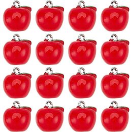 SUNNYCLUE 1 Box 25Pcs Teacher Charms School Charm Resin Red Apple Charms Student Charm 3D Miniature Food Fruit Charms for jewellery Making Charm Hanging Ornaments Earrings Necklace Keychain Supplies