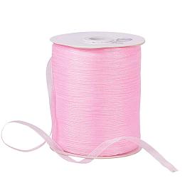 BENECREAT 1Roll 1/4" 500 Yards/Roll Sparkle Sheer Organza Ribbon for Christmas Festive Decoration DIY Crafts Arts & Garden, Pink