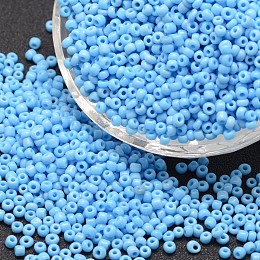 Honeyhandy 6/0 Glass Seed Beads, Grade A, Round, Opaque Colours, Deep Sky Blue, 3.6~4.0mm, Hole: 1.2mm, about 5000pcs/pound