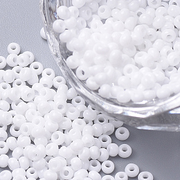 FGB 11/0 Round Glass Seed Beads, Baking Paint, White, 2.3x1.5mm, Hole: 1mm, about 48500pcs/pound