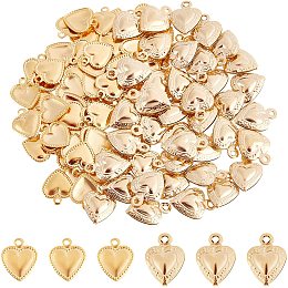 DICOSMETIC 120pcs 2 Styles Golden Heart Charms 304 Stainless Steel Tiny Love Pendants Puffed Heart Charms Small Hole Three Dimensional Pendants for Necklace Bracelet Jewelry Making,Hole:1mm