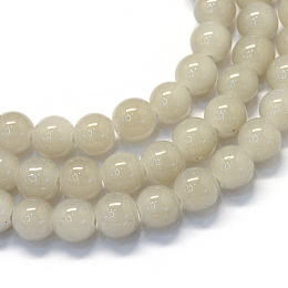 Arricraft Baking Painted Imitation Jade Glass Round Bead Strands, Tan, 6.5mm, Hole: 1.5mm, about 145pcs/strand, 31.8 inches