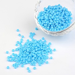 ARRICRAFT 8/0 Opaque Colours Round Glass Seed Beads, Light Sky Blue, Size: about 3mm in diameter, hole:1mm, about 1101pcs/50g