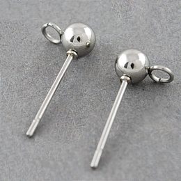 arricraft 20pcs Earring Settings Stainless Steel Post Ear Stud Open Loop Components Silver Tones Stud Earring Findings for Earring Making