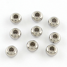 Honeyhandy 201 Stainless Steel Rondelle Spacer Beads, Stainless Steel Color, 5x3mm, Hole: 2mm