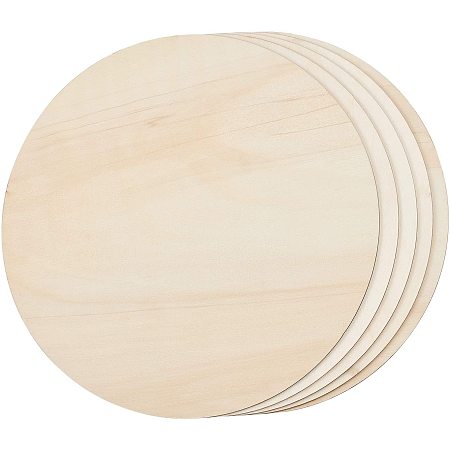 Flat Round Shape Unfinished Wood Slices, Laser Cut Wood Shapes, for DIY Painting Ornament Christmas Home Decor Pendants, Blanched Almond, 29.9x0.25cm
