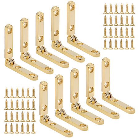 Zinc Alloy and Iron Cabinet Drawer Butt Hinges Connectors, with Replacement Hinge Screws, Wooden Box Accessories, Golden, 30x5.5x5mm, Hole: 1.5mm, 24sets/box