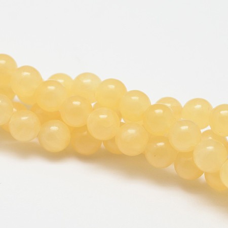 Arricraft Natural Yellow Jade Bead Strands, Round, 8mm, Hole: 1mm, about 24pcs/strand, 7.75 inches