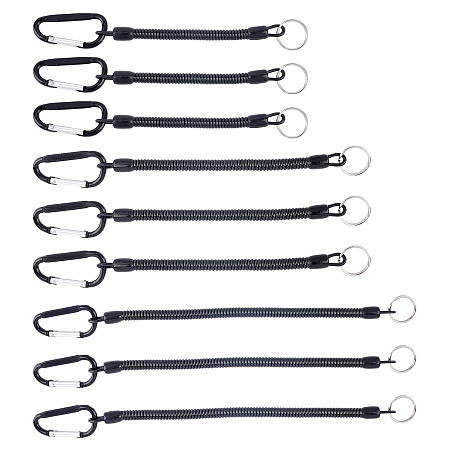 Fishing Lanyards, with  Buckles, Boating Fishing Ropes, Secure Pliers Lip Grips Tackle Fish Tools, Black, 175x7mm, 12pcs/set