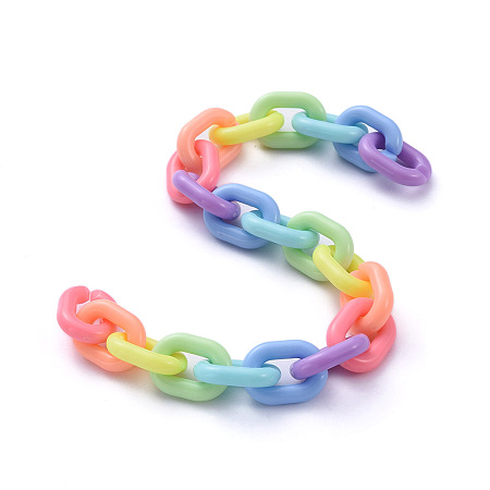 Honeyhandy Handmade Acrylic Cable Chains, Colorful, Links: 19x14x4.5mm, 39.37 inch(1m)/strand