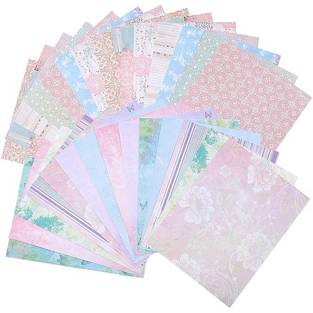 SUPERFINDINGS 28Pcs 7.87x5.91Inch Pad Floral Scrapbook Paper 2 Styles Decorative Hues Paper Pad Designer Paper for Scrapbooking,Writing, Drawing, Decorative, Travel Journal
