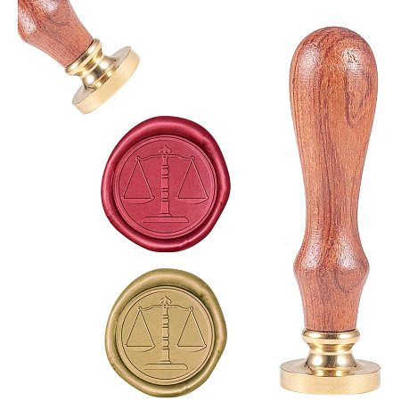 CRASPIRE Wax Seal Stamp, Vintage Wax Sealing Stamps Libra Retro Wood Stamp Removable Brass Head 25mm for Wedding Envelopes Invitations Embellishment Bottle Decoration Gift Packing