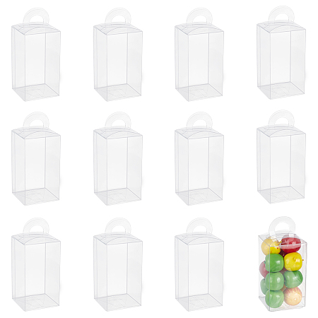 NBEADS 30 Pcs Hanging Transparent Gift Boxes, 1.5x1.5x2.8 Inch Clear Candy Box Rectangle PVC Favour Boxes for Candy Sweets Chocolate Christmas Wedding Party Ornaments Gifts