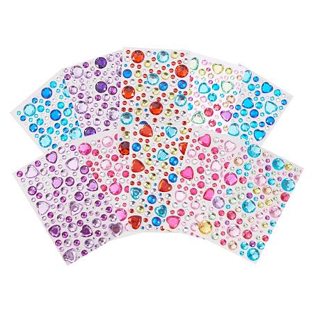 PandaHall Elite 10 Sheets 10 Styles Self-Adhesive Acrylic Rhinestone  Sticker, Heart/Flat Round Shape Craft Jewels Crystal Colorful DIY Gem  Stickers for Nail Art Makeup Body Scrapbooking, Mixed Colors 