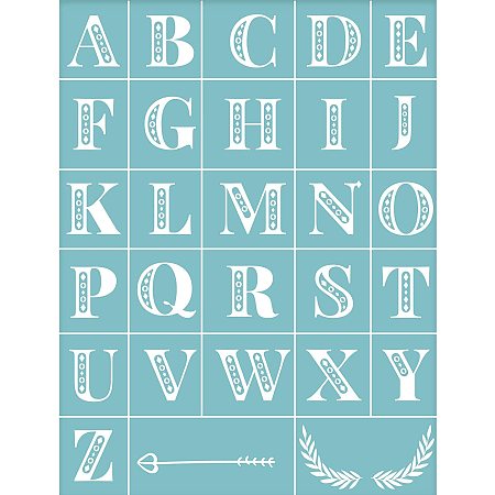 OLYCRAFT Self-Adhesive Silk Screen Printing Stencil Alphabet Reusable Pattern Stencils for Painting on Wood Fabric T-Shirt Wall and Home Decorations #4