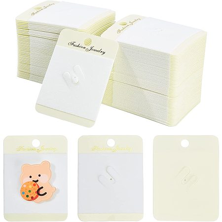 NBEADS 100 Pcs Brooch Display Cards, Plastic Hanging Brooch Display Cards Rectangle Hair Clip Display Cards with Velvet for Hair Barrettes Brooches Accessories