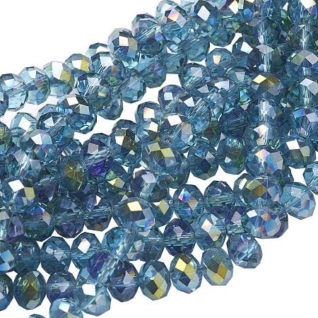 NBEADS 10 Strands of Dark Blue Briolette Glass Beads, 4mm Rondelle Faceted Glass Beads for Jewelry Making, DIY Beading Projects, Bracelets, Necklaces, Earrings