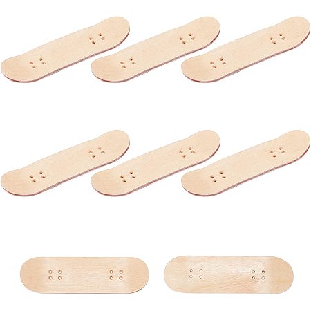 FINGERINSPIRE 8Pcs Mini Skateboard Tiny Maple Wooden Fingerboard Finger Skateboards Accessories with Plastic Box Reduce Pressure Kids Gifts Party Favors(Wood Color, 3.9 x 1.8inch)