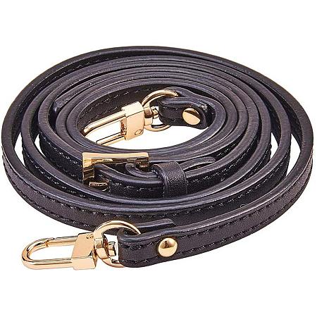 PandaHall Elite 34 Inch Black Adjustable Leather Replacement Strap Handles Purses Straps Handbags Shoulder Bag Strap with Golden Swivel Lobster Buckles(0.4 Inch Wide)
