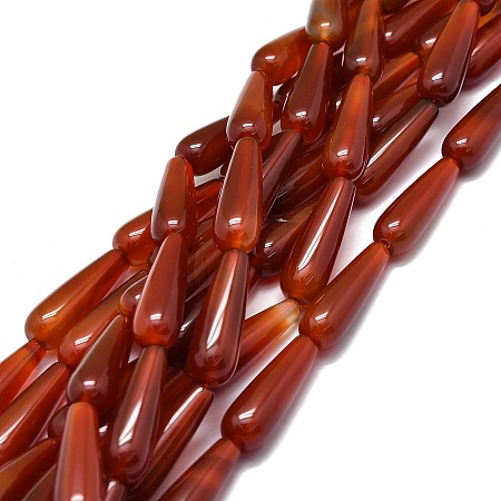 Natural Carnelian Beads Strands, Waterdrop, 30x10mm, Hole: 1.4mm, about 13pcs/strand, 15.75''(40cm)