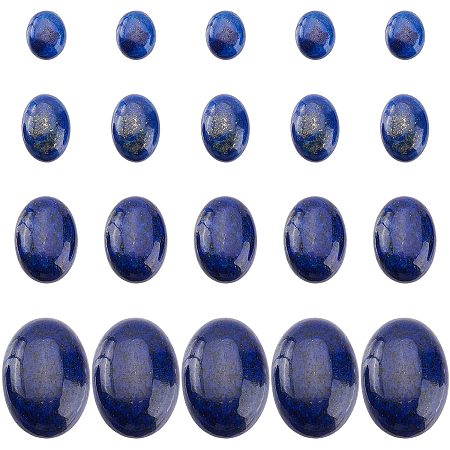 SUPERFINDINGS 36pcs 4 Sizes Lapis Lazuli Cabochons Oval Crystal Gemstone Quartz Chakra Stone Jewelry Cabochons for Earring Bracelet Pendants DIY Craft Making