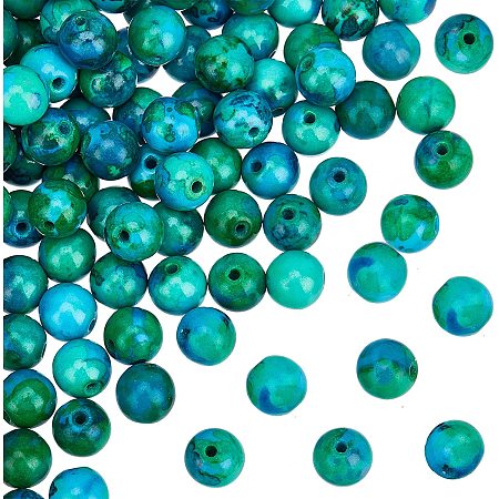 OLYCRAFT 99pcs Natural Chrysocolla Beads 8mm Round Gemstone Beads with Hole Energy Stone Loose Beads for Bracelet Necklace Jewelry Making