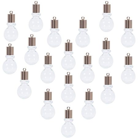 Arricraft 15pcs Mini Glass Bulb Charms, Mini Clear Glass Globe Hanging Wish Bottles DIY Pendant Charms with 3.5mm Opening for DIY Necklace Earring Making