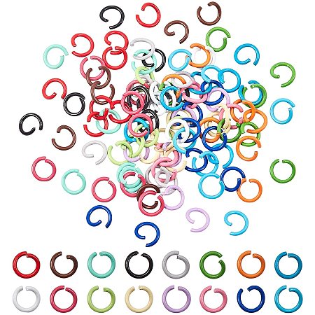 PandaHall Elite 160pcs 8mm Iron Open Jump Rings Jewelry DIY Findings for Choker Necklaces Bracelet Making, 16 Colors