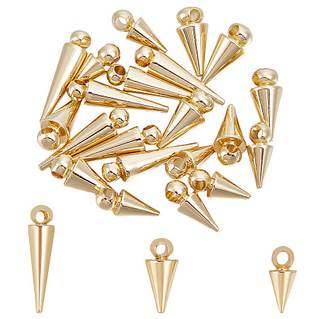Unicraftale 24Pcs 3 Style Brass Charms, Cone Charm, Light Gold, 10~16x4~5mm, Hole: 1.2~1.8mm, 8pcs/style